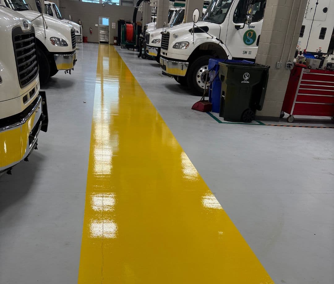 Pedestrian safety aisle epoxy floor coatings in Greenville SC